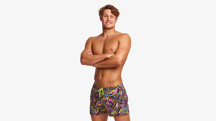 Men's Shorty Shorts Short - Strip Straps - Funky Trunks - Splash Swimwear  - funky trunks, mens, mens swimwear, trunks - Splash Swimwear 