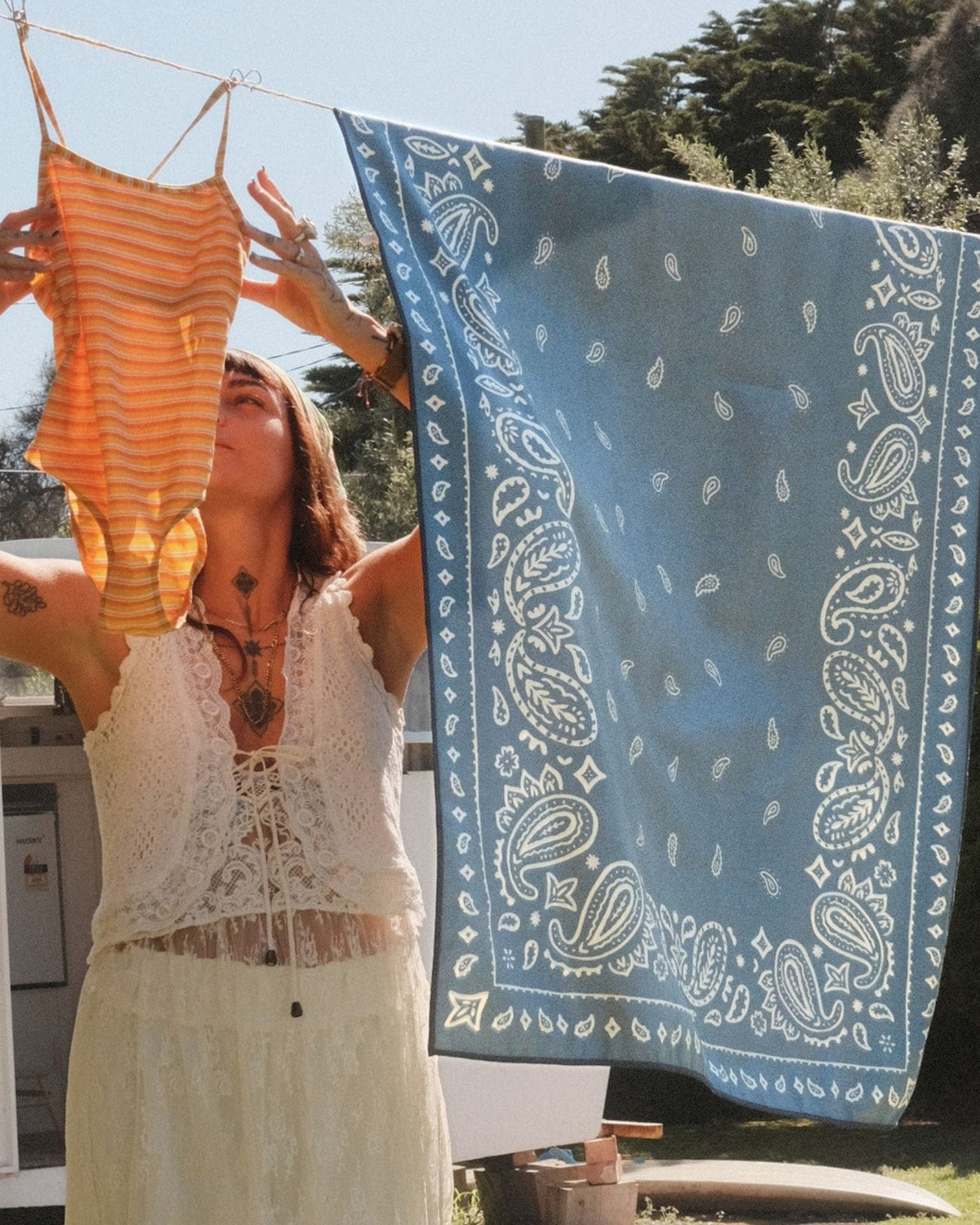 Somerside Venice Sand Free Beach Towel, lifestyle view