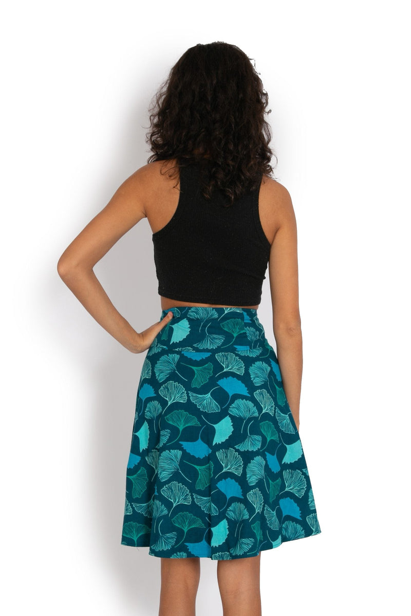 Camelon Skirt - Turquoise Ginko Garden / Navy Ginko Garden - OM Designs - Splash Swimwear  - June23, new arrivals, new clothing, new womens, OM Designs, skirts - Splash Swimwear 