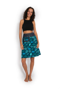 New Energy Reversible Skirt  - Turquoise Ginko Garden / Blossom Grey - OM Designs - Splash Swimwear  - June23, new arrivals, new womens, OM Designs, skirts - Splash Swimwear 