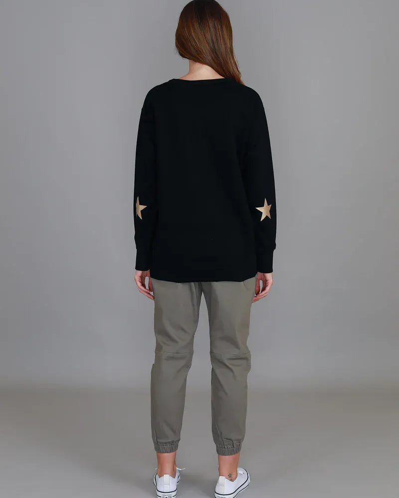 3rd Story 3rd Story Carina 3S Leopard Logo Sweatshirt 1610-2107 3rd Story Carina 3S Leopard Logo Sweatshirt Splash Swimwear Clothing Top Black / S