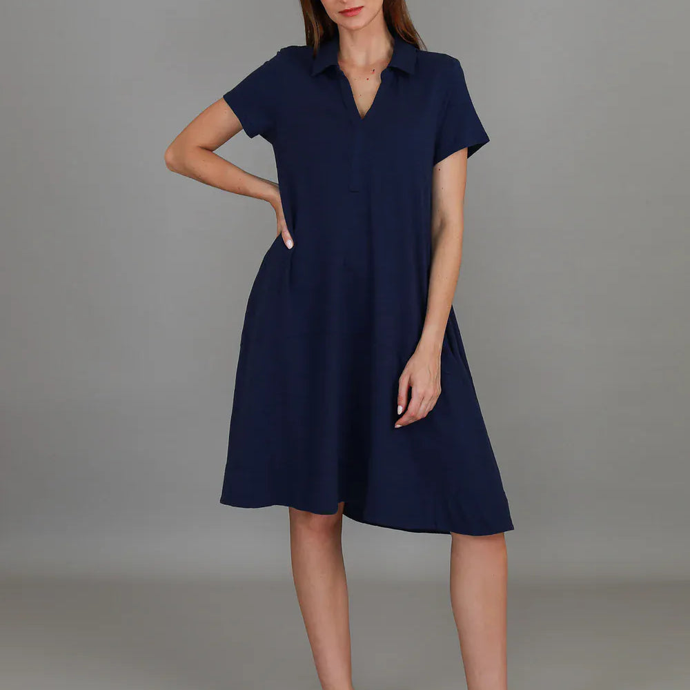 3rd Story 3rd Story Tibby Polo Short Sleeve Dress 1725 3rd Story Tibby Polo Short Sleeve Dress Splash Swimwear Dress Navy / XS