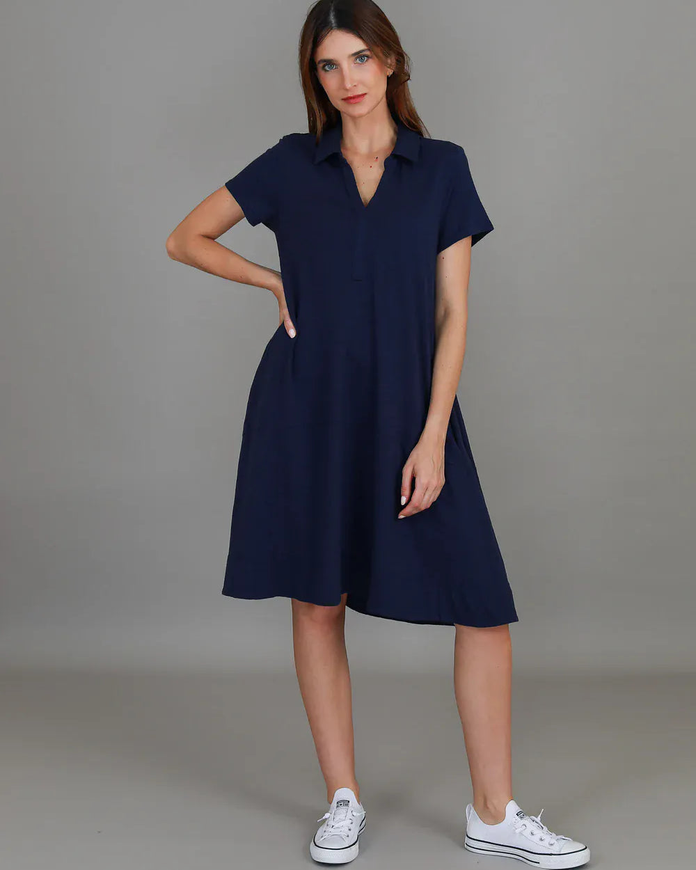 3rd Story 3rd Story Tibby Polo Short Sleeve Dress 1725 3rd Story Tibby Polo Short Sleeve Dress Splash Swimwear Dress Navy / XS