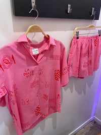 Ciao Bella Linen Shorts - Pink/Red - By Frankie - Splash Swimwear  - By Frankie, Jan24, new arrivals, new clothing, new women, Shorts - Splash Swimwear 