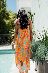 Freya Duster Vest Tropical Print - Orange - Possi the Label - Splash Swimwear  - June23, Kaftans and Cover-Ups, Kimono, possi the label, women clothing - Splash Swimwear 