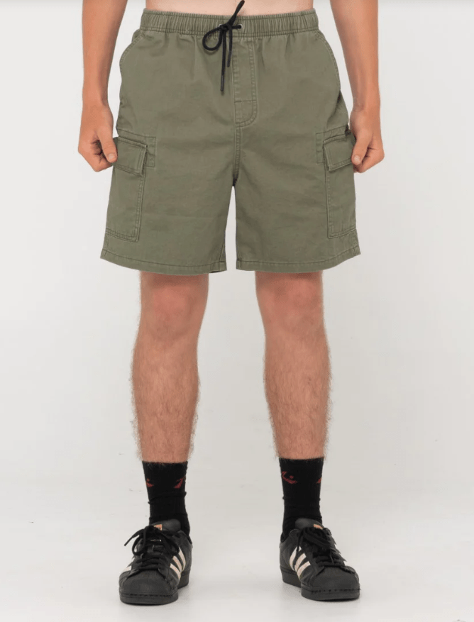 Camper Cargo 19 Elastic Short - Army Green - Rusty - Splash Swimwear  - Aug23, mens clothing, mens shorts, new arrivals, new mens, Rusty - Splash Swimwear 