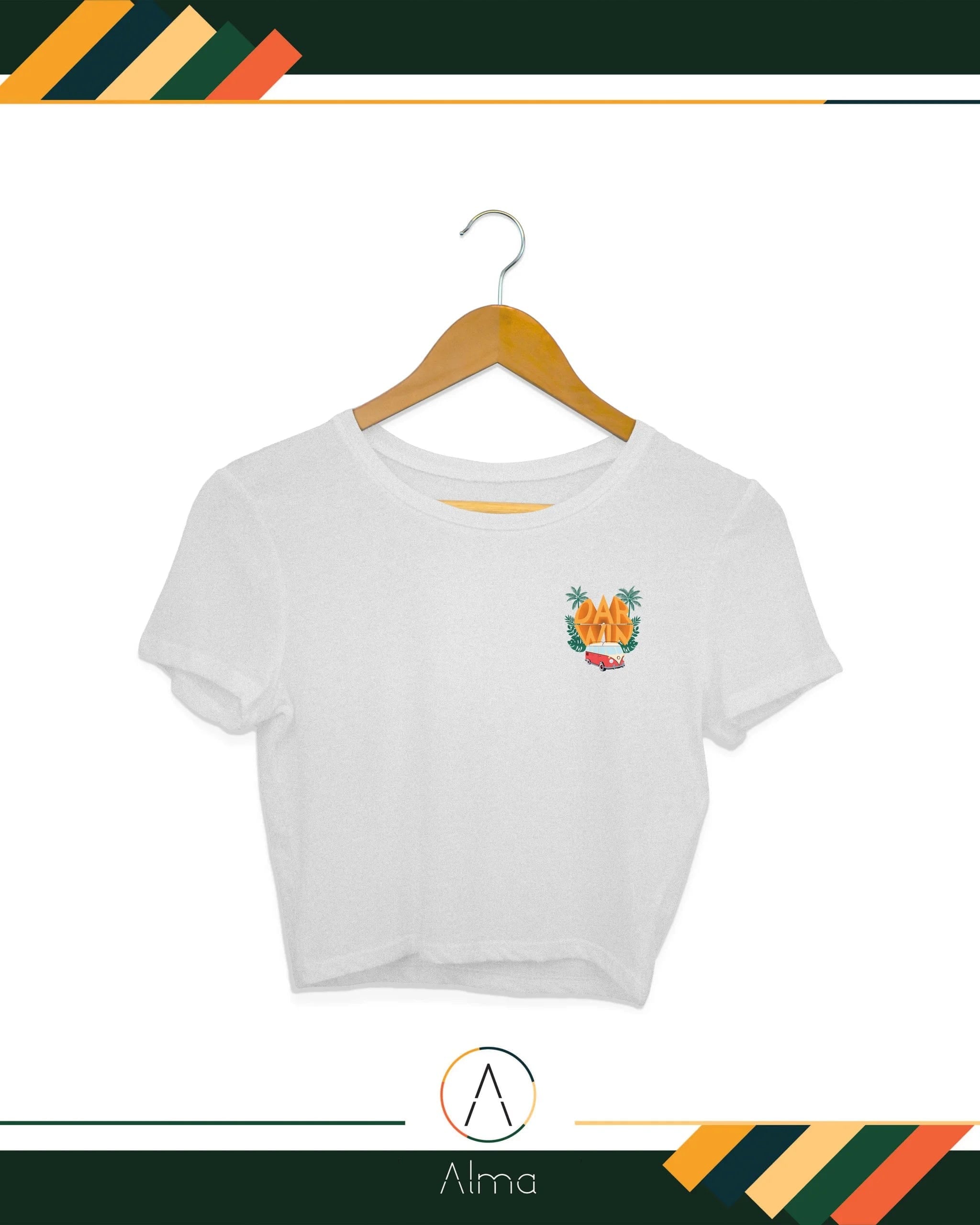 Alma T-shirt Darwin Kombi Grey Crop Top