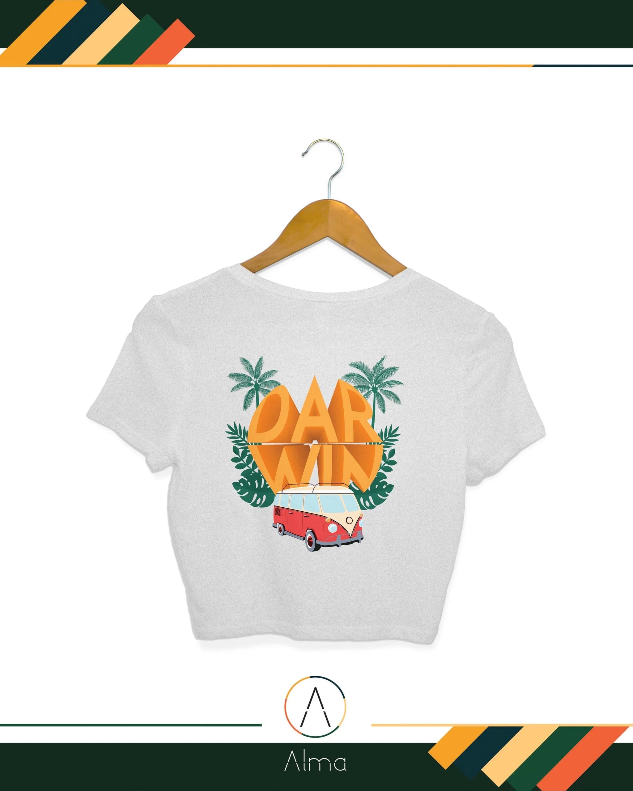 Alma T-shirt Darwin Kombi Grey Crop Top
