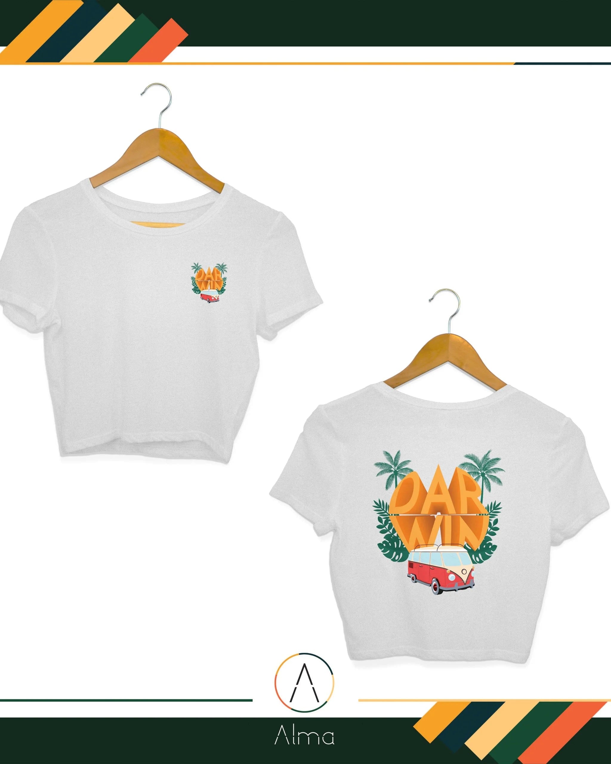 Alma T-shirt Darwin Kombi Grey Crop Top