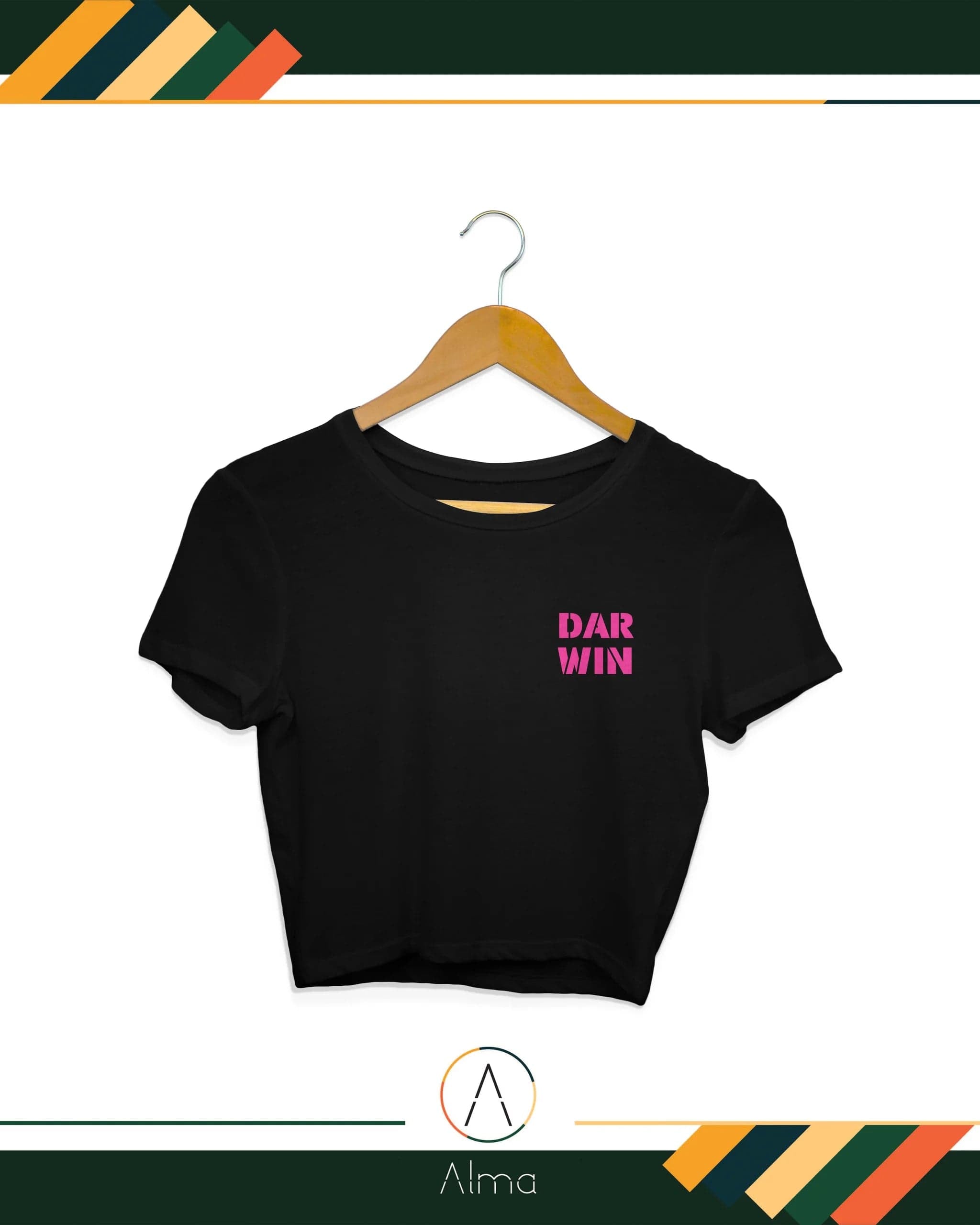 Alma T-shirt Jumping Crocodile Black Crop Top
