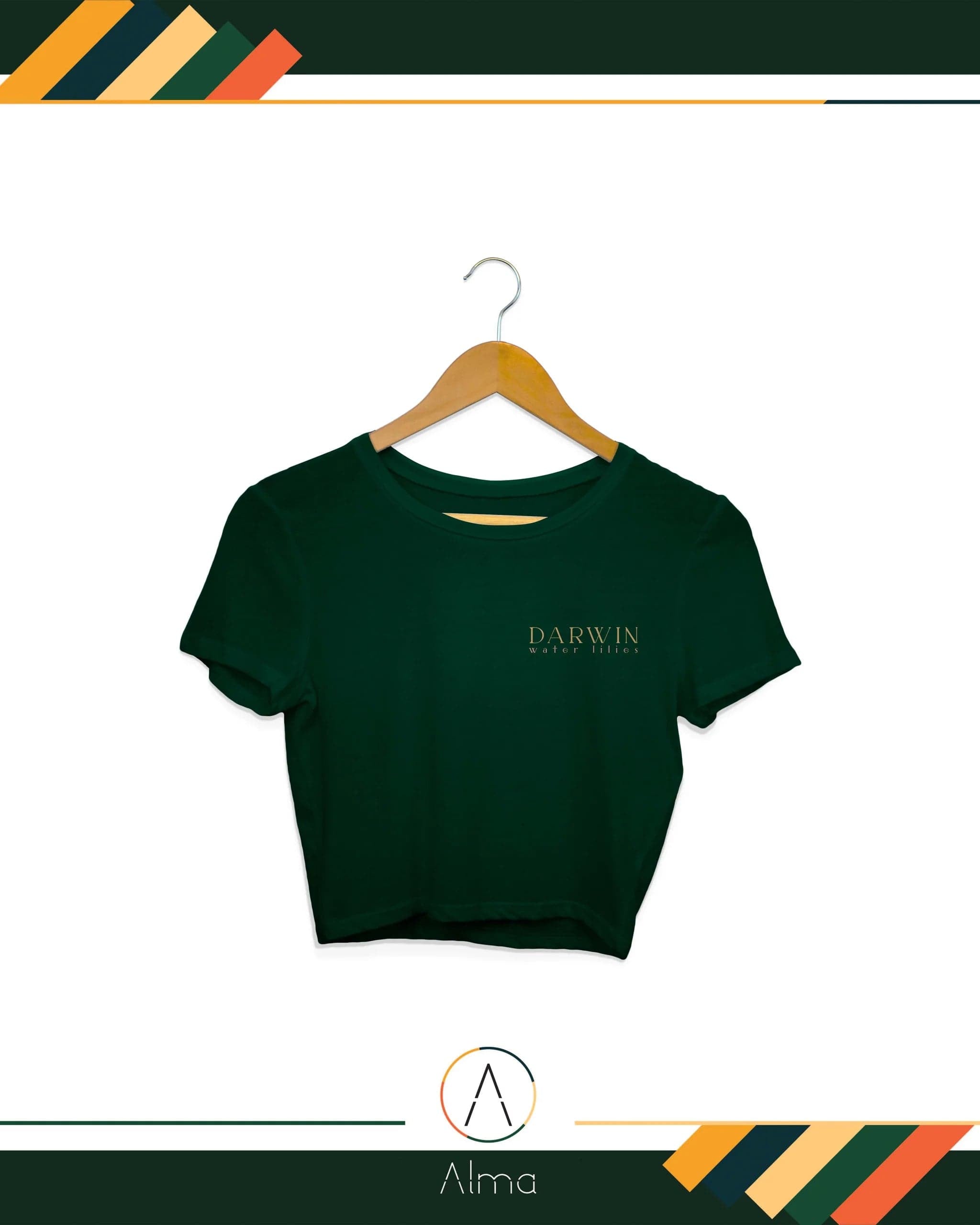 Alma T-shirt Water Lilies Green Crop Top