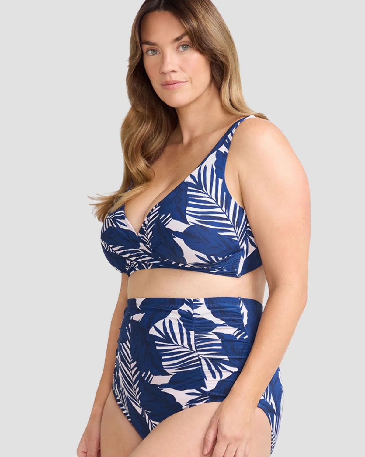 Artesands Artesands Lanthera Raphael High Waist Ruched Swim Pant - Navy Peony Artesands Lanthera Raphael High Waist Ruched Swim Pant - Navy Peony Splash Swimwear Bikini Bottoms