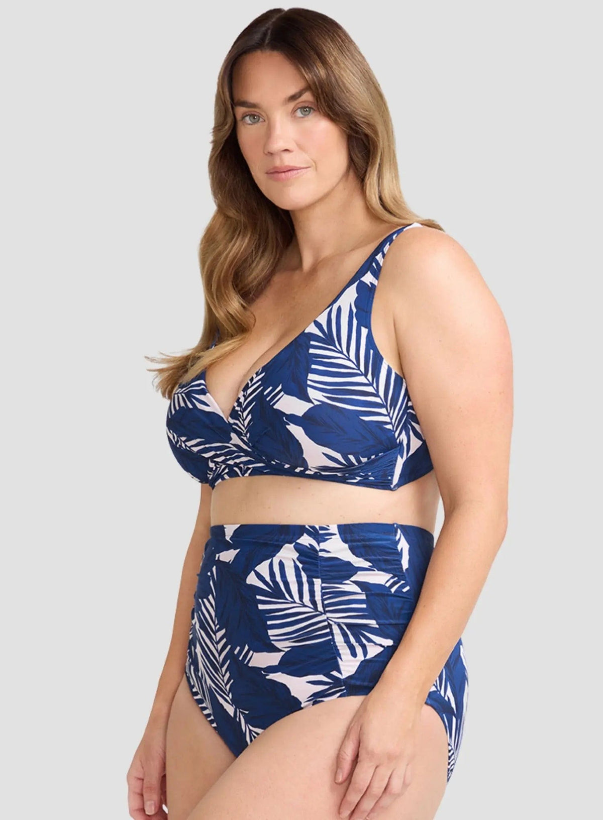 Artesands Artesands Lanthera Raphael High Waist Ruched Swim Pant - Navy Peony Artesands Lanthera Raphael High Waist Ruched Swim Pant - Navy Peony Splash Swimwear Bikini Bottoms