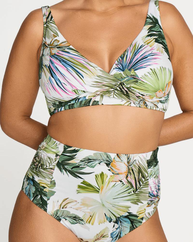 Artesands Artesands Lushara Cezanne D/DD Underwire Midriff Top & Botticelli High Waist Swim Pant Bikini Set - White AT3772LS+AT4705LS-14 Artesands Lushara Cezanne D/DD Underwire Midriff Top & Botticelli High Waist Swim Pant Bikini Set - White Splash Swimwear Bikini Set 14 35507691034905