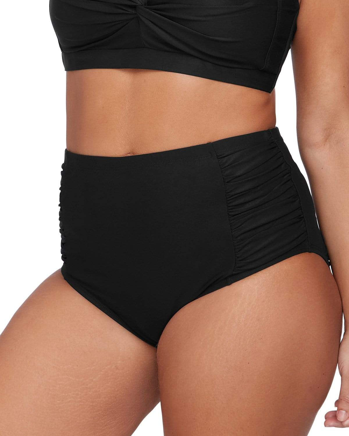 Artesands Hues Rouched Side High Waist Pant Splash Swimwear Bikini Bottoms
