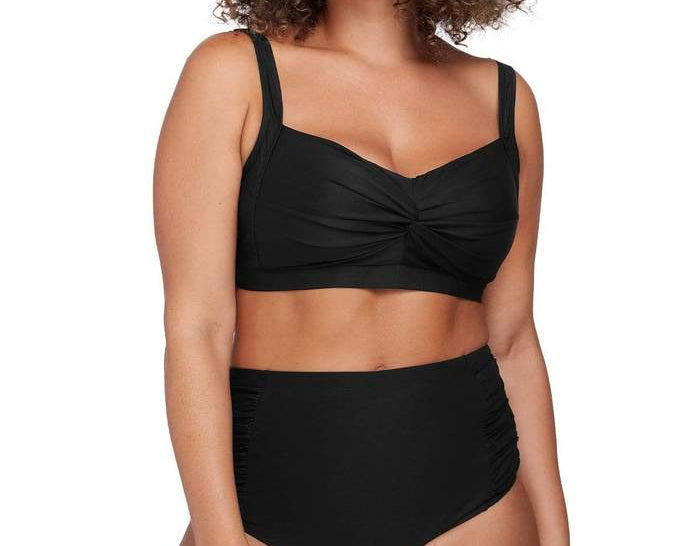 Artesands Hues Rouched Side High Waist Pant AT4705P Splash Swimwear Bikini Bottoms Black / 12 9347760182104