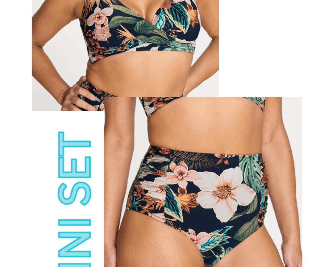Artesands Set Artesands Into The Saltu Delacroix Cross Over Bikini Top & Botticelli High Waist Swim Pant Bikini Set -Navy Artesands Into The Saltu Delacroix Cross Over Bikini Top & Splash Swimwear Bikini Set