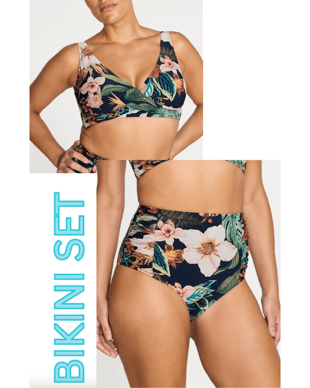Artesands Set Artesands Into The Saltu Delacroix Cross Over Bikini Top & Botticelli High Waist Swim Pant Bikini Set -Navy Artesands Into The Saltu Delacroix Cross Over Bikini Top & Splash Swimwear Bikini Set