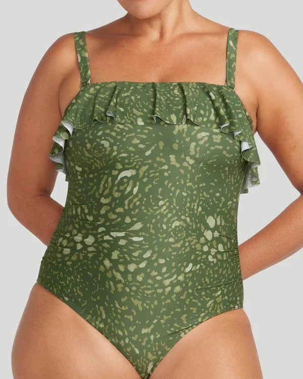 Artesands Vellichore Vermeer Frill Bandeau One Piece - Olive Vellichore Vermeer Frill Bandeau One Piece - Olive Splash Swimwear