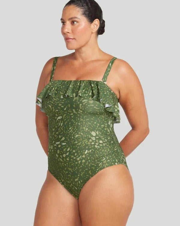 Artesands Vellichore Vermeer Frill Bandeau One Piece - Olive Vellichore Vermeer Frill Bandeau One Piece - Olive Splash Swimwear