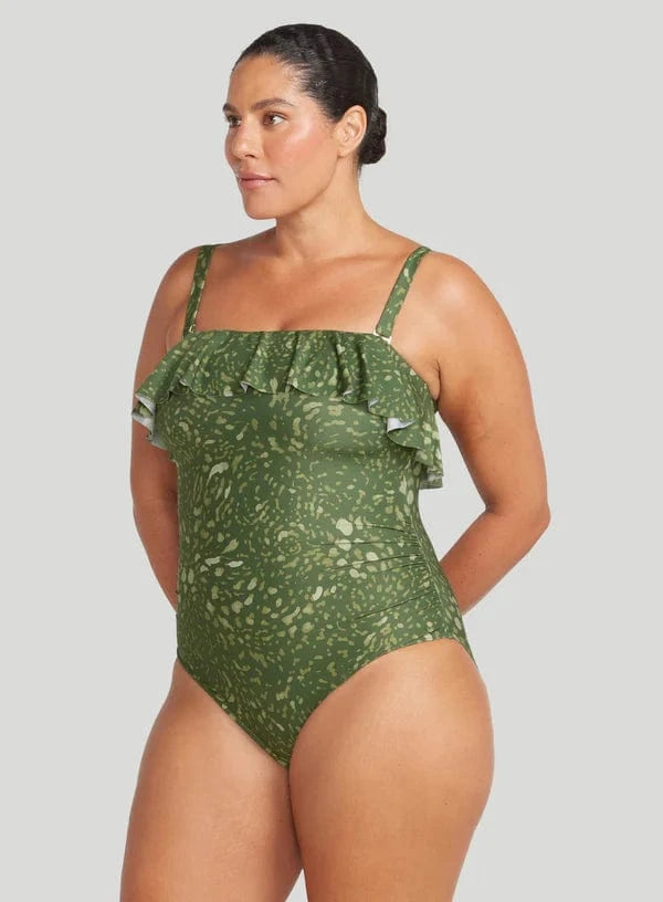 Artesands Vellichore Vermeer Frill Bandeau One Piece - Olive Vellichore Vermeer Frill Bandeau One Piece - Olive Splash Swimwear