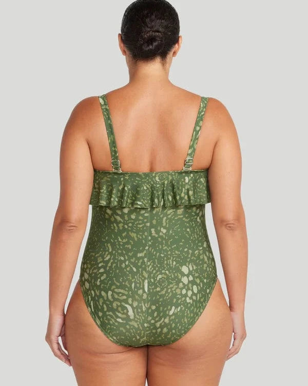 Artesands Vellichore Vermeer Frill Bandeau One Piece - Olive Vellichore Vermeer Frill Bandeau One Piece - Olive Splash Swimwear