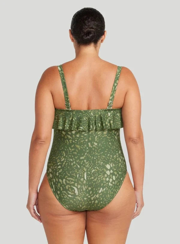 Artesands Vellichore Vermeer Frill Bandeau One Piece - Olive Vellichore Vermeer Frill Bandeau One Piece - Olive Splash Swimwear