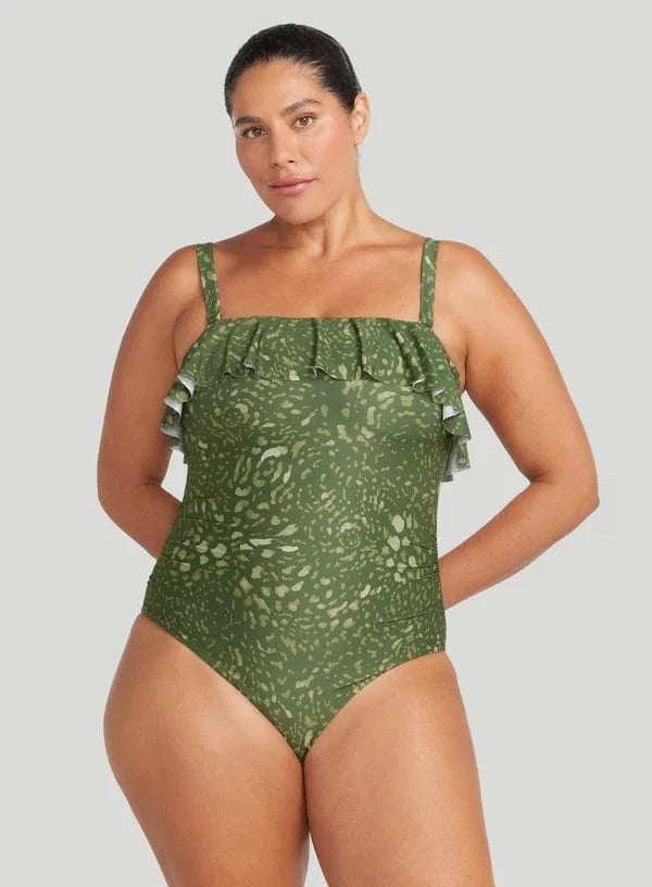 Artesands Vellichore Vermeer Frill Bandeau One Piece - Olive Vellichore Vermeer Frill Bandeau One Piece - Olive Splash Swimwear