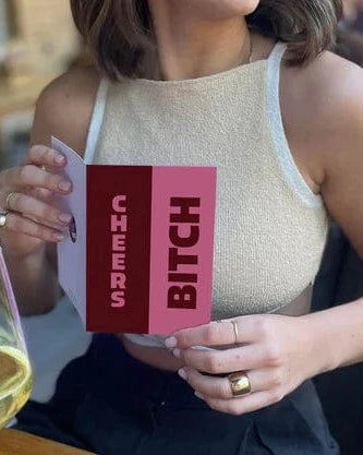 Bad on Paper Cheers Bitch - Pink Birthday Card Cheers Bitch - Pink Birthday Card Splash Swimwear Accessories