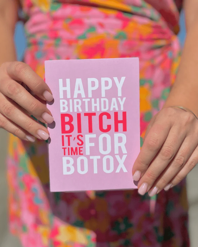 Bad on Paper Happy Birthday Bitch. It's Time For Botox Greeting Card BDGC008 Splash Swimwear Accessories BDGC008