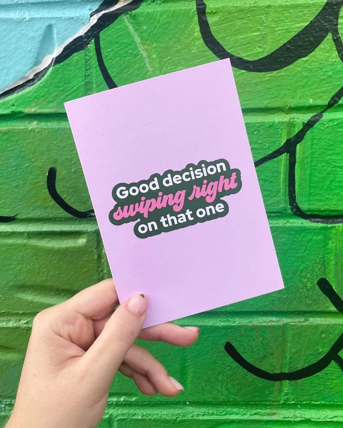 Bad on Paper Swiping right - Pink Wedding Greeting Card Swiping right - Pink Wedding Greeting Card Splash Swimwear Accessories MGC004