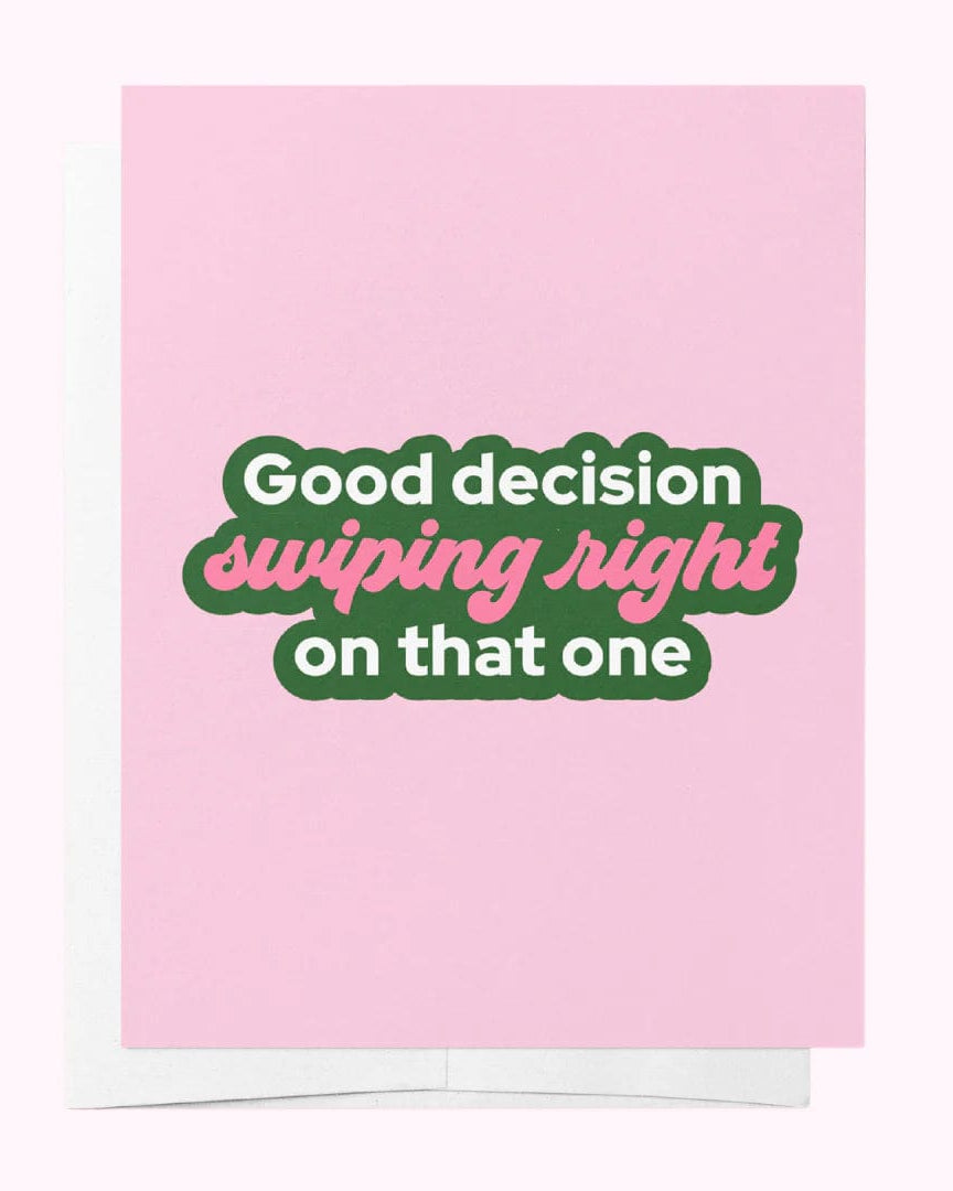 Bad on Paper Swiping right - Pink Wedding Greeting Card Swiping right - Pink Wedding Greeting Card Splash Swimwear Accessories MGC004