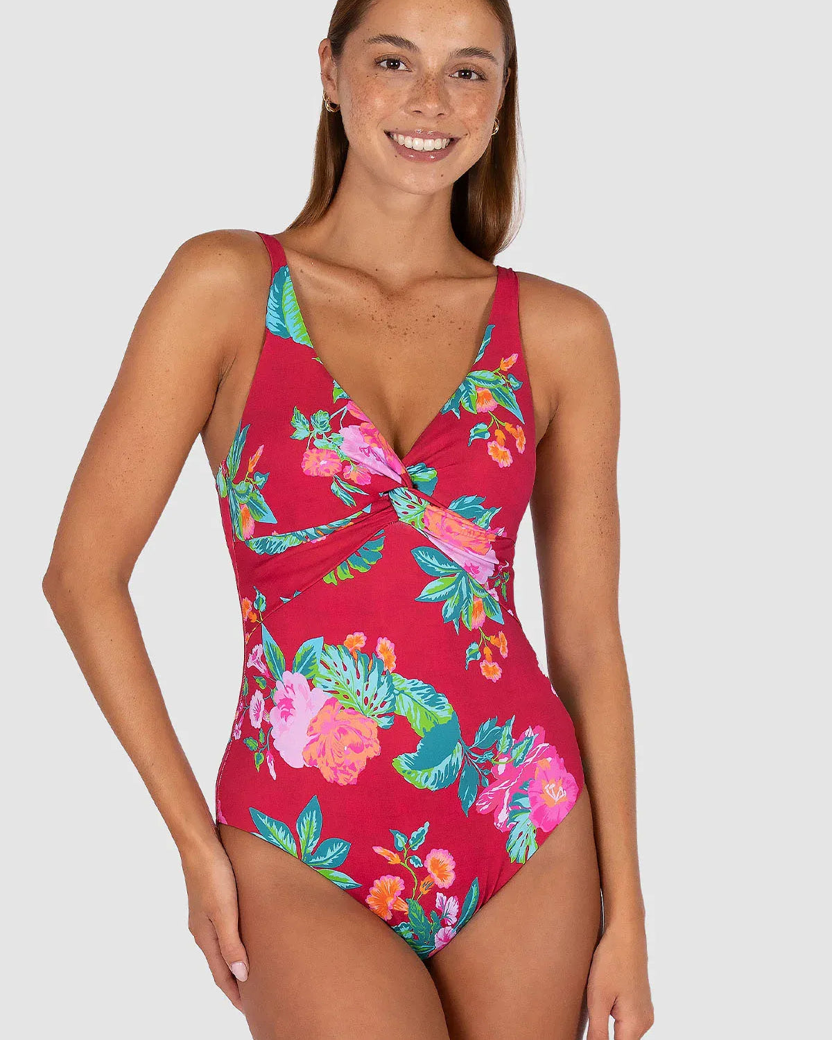 Baku Baku Cala Luna C/DD Twist One Piece - Raspberry Cala Luna C.dd Twist Op | Baku Splash Swimwear One Pieces