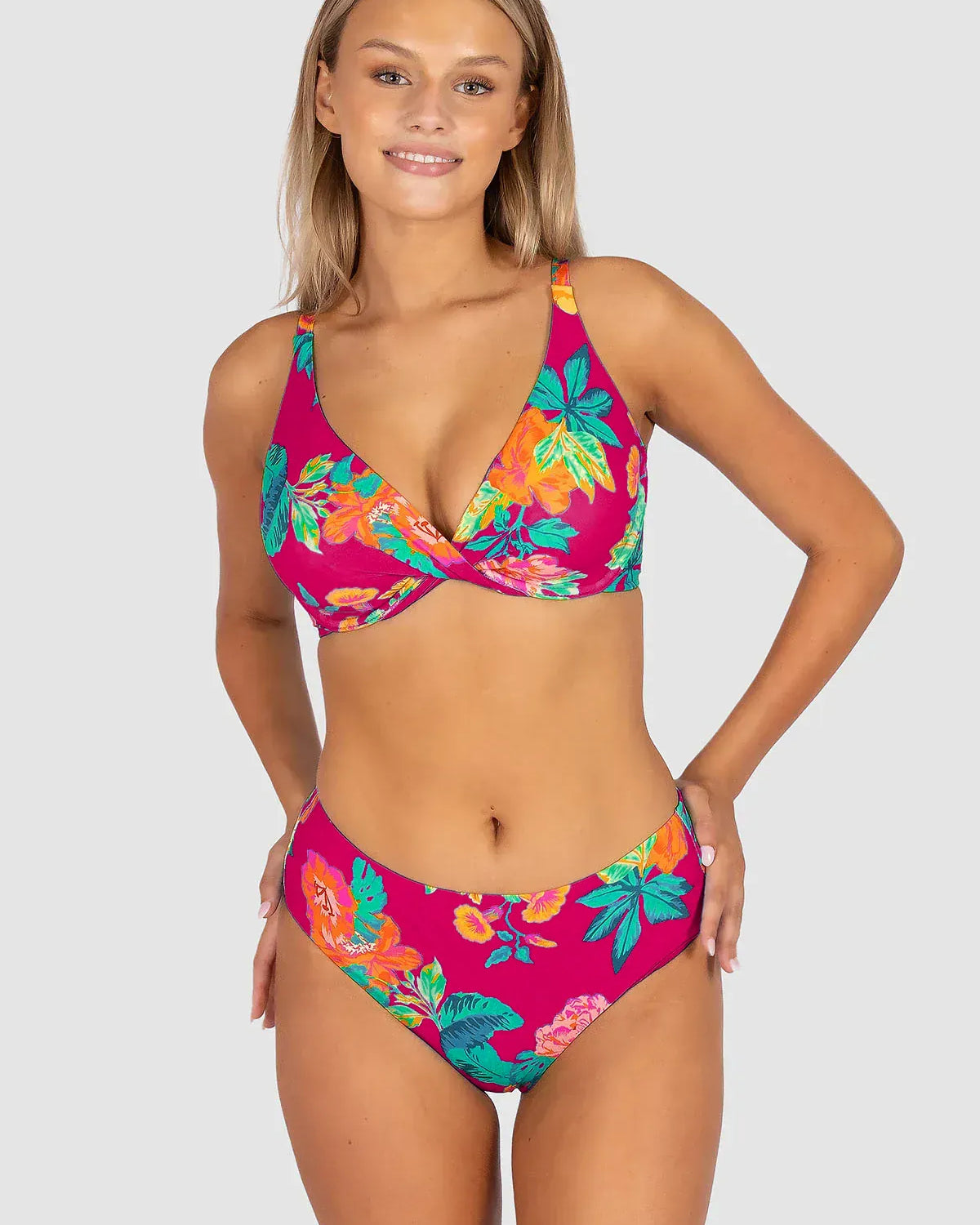Baku Baku Cala Luna F Cup Wrap Bikini Bra Top - Raspberry Cala Luna F Cup Tri | Baku Splash Swimwear Bikini Tops