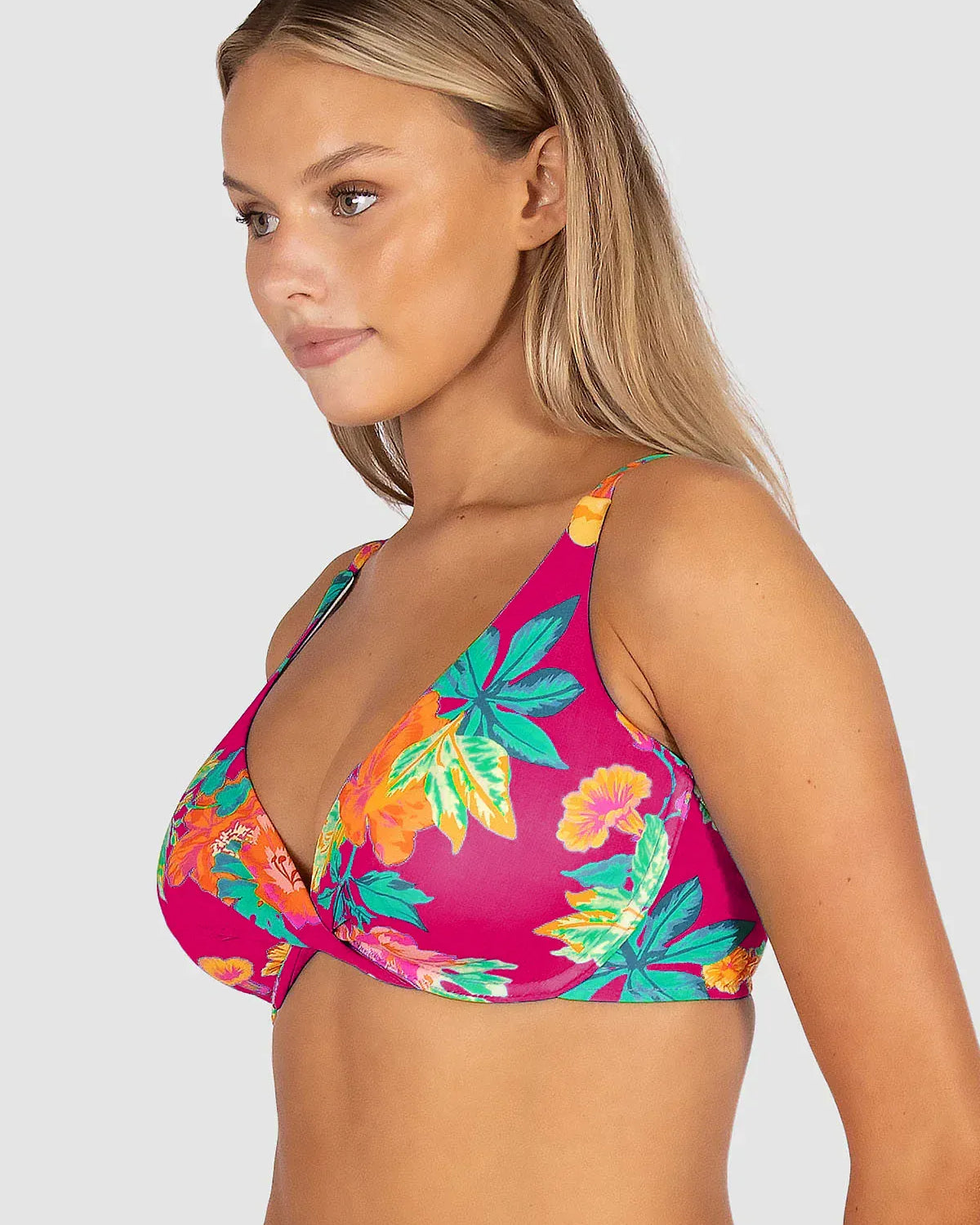 Baku Baku Cala Luna F Cup Wrap Bikini Bra Top - Raspberry Cala Luna F Cup Tri | Baku Splash Swimwear Bikini Tops