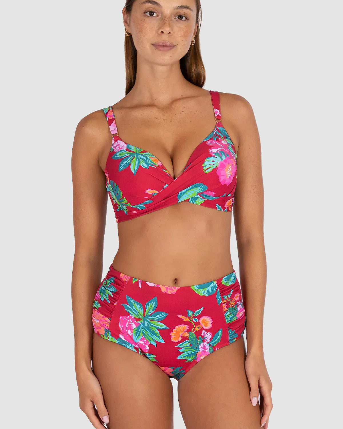 Baku Baku Cala Luna High Waist Bikini Bottom - Raspberry Cala Luna High Waist | Baku Splash Swimwear Bikini Bottoms