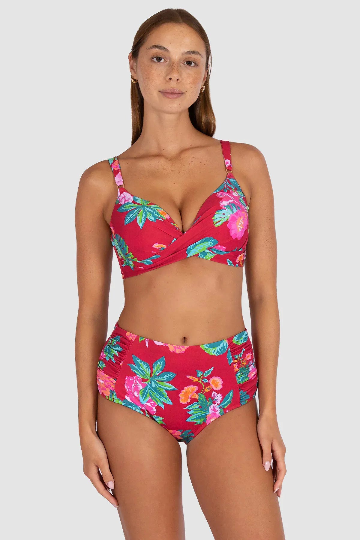 Baku Baku Cala Luna High Waist Bikini Bottom - Raspberry Cala Luna High Waist | Baku Splash Swimwear Bikini Bottoms
