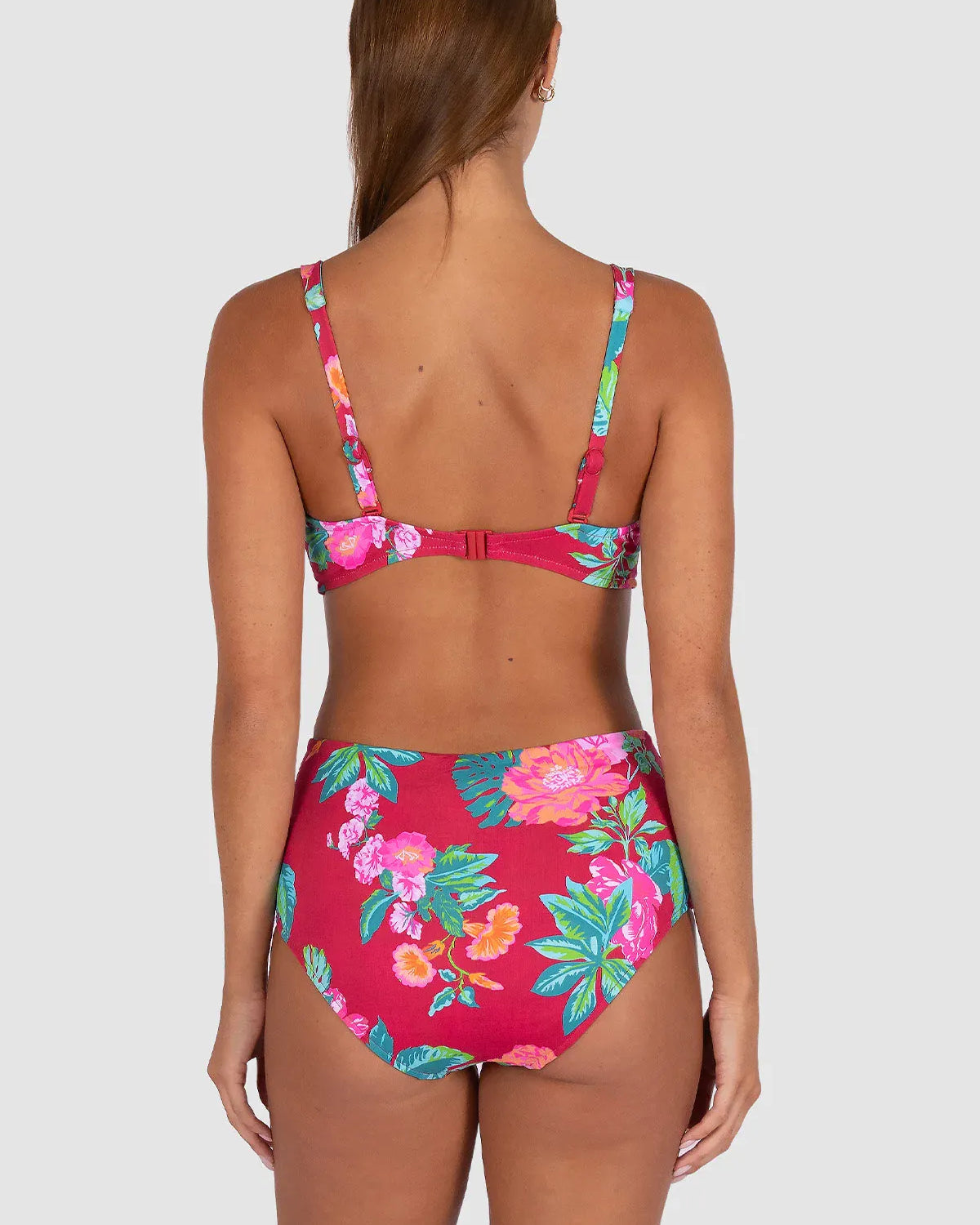 Baku Baku Cala Luna High Waist Bikini Bottom - Raspberry Cala Luna High Waist | Baku Splash Swimwear Bikini Bottoms