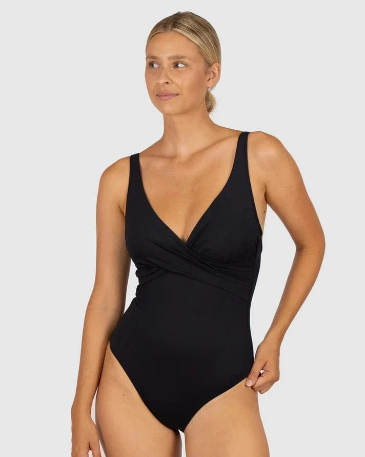 Baku Baku Chloro D-E Cup Wrap One Piece Swimsuit -Black Baku Chloro D-E Cup Wrap One Piece Swimsuit -Black Splash Swimwear One Pieces