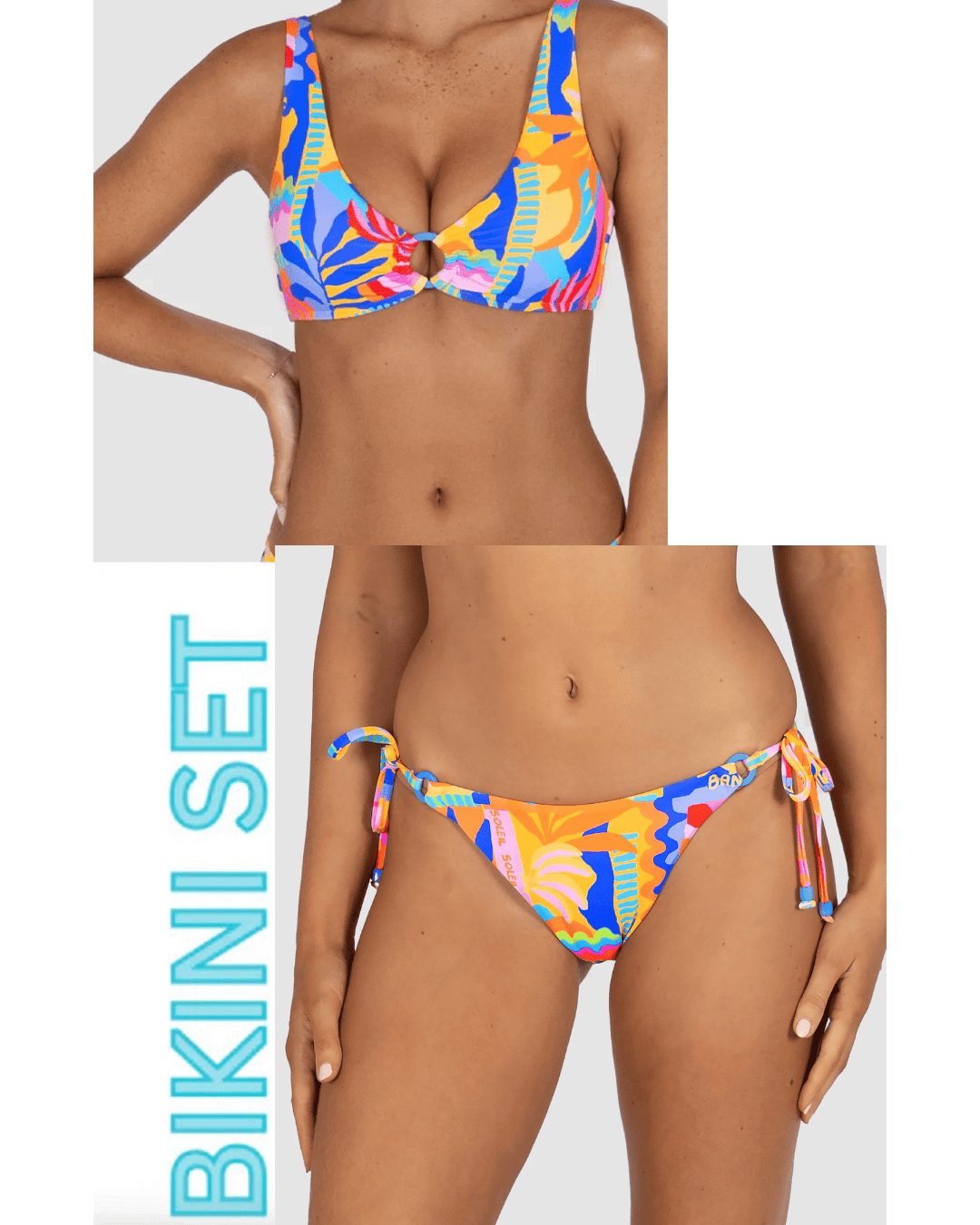 Baku Baku Grenada C-D Ring Front Bikini Bra & Rio Tie Side Bikini Bottom - Sunshine Baku Grenada C-D Ring Front Bikini Bra & Rio Tie Side Bikini Bottom - Sunshine Splash Swimwear Bikini Set 10 1000031201