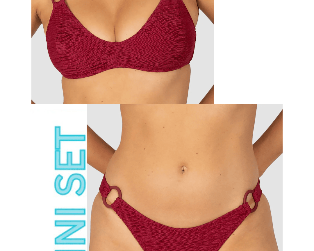 Baku Baku Ibiza Scoop Bralette & Ring Hipster Bikini Bottom Baku Ibiza Scoop Bralette & Ring Hipster Bikini Bottom Splash Swimwear Bikini Set 12 / Scarlet