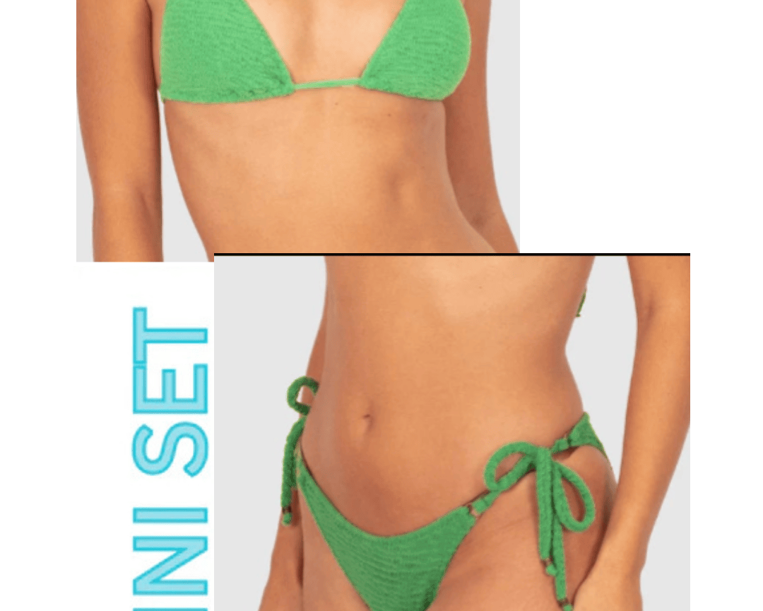 Baku Baku Ibiza Slide Tri Bikini Top & Rio Tieside Bikini Pants - Moss Baku Ibiza Slide Tri Bikini Top & Rio Tieside Bikini Pants - Moss Splash Swimwear Bikini Set 14
