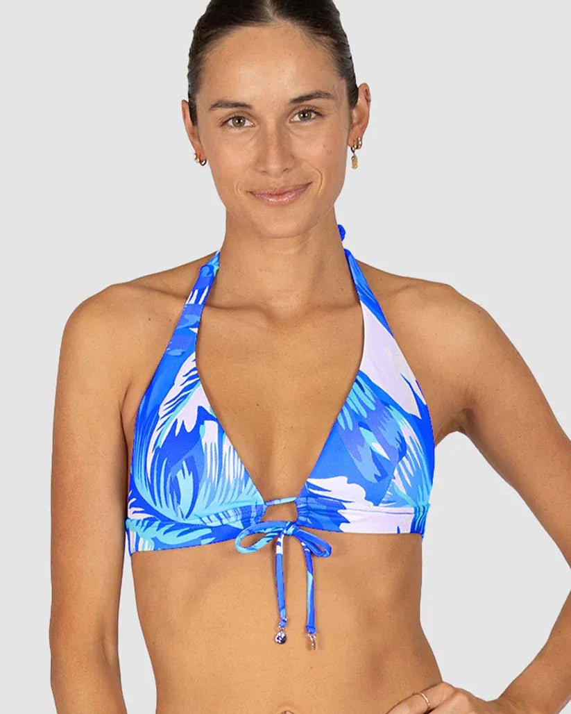 Baku Baku Kokomo Longline Halter Bikini Bra Top - White Baku Kokomo Lline Halter | Baku Splash Swimwear Bikini Tops