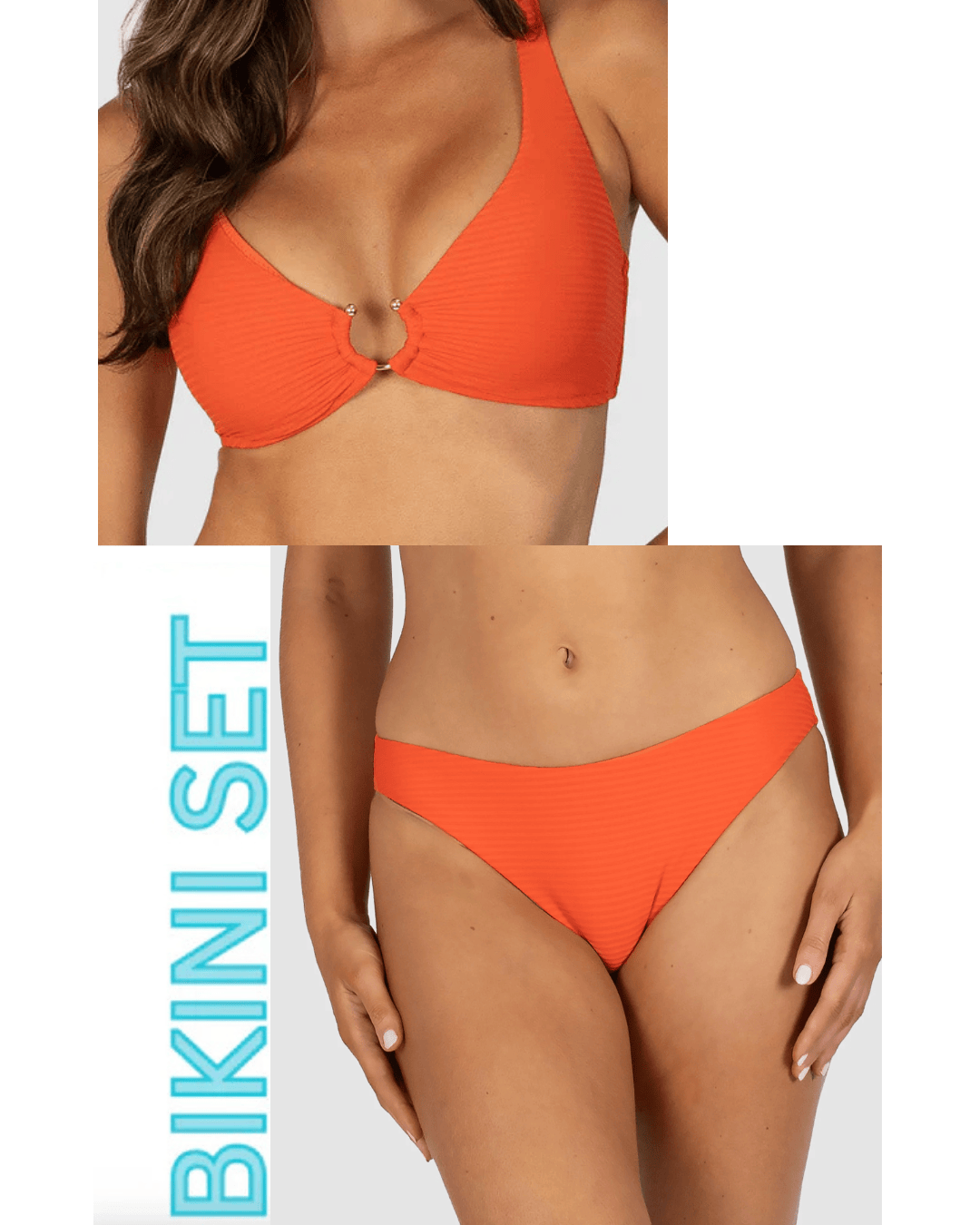 Baku Baku Positano C-D Trim Bra & Regular Bikini Bottom Baku Positano C-D Trim Bra & Regular Bikini Bottom Splash Swimwear Bikini Set 10 / Tangelo