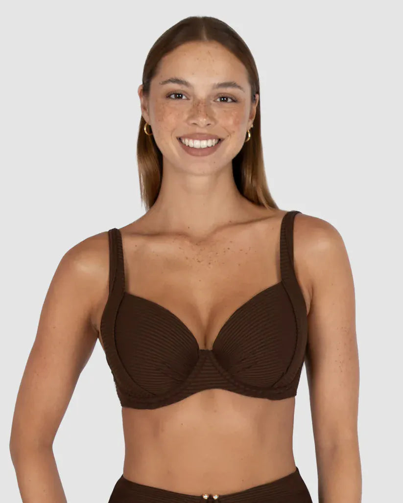 Baku Baku Positano D/DD Balconette Bikini Bra Top - Mocha Baku Positano Booster Halter Bikini Bra Top - Mocha Splash Swimwear Bikini Tops