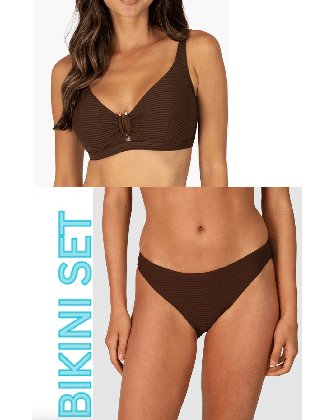 Baku Baku Positano D-E Underwire Bra & Regular Bikini Bottom Baku Positano D-E Underwire Bra & Regular Bikini Bottom Splash Swimwear Bikini Set 8 / Mocha