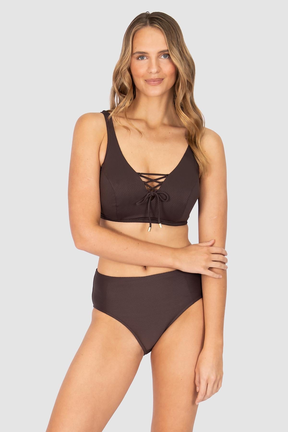 Baku Baku Rococco Mid Pant - Cocoa Baku Rococco Mid Pant - Cocoa Splash Swimwear Bikini Bottoms