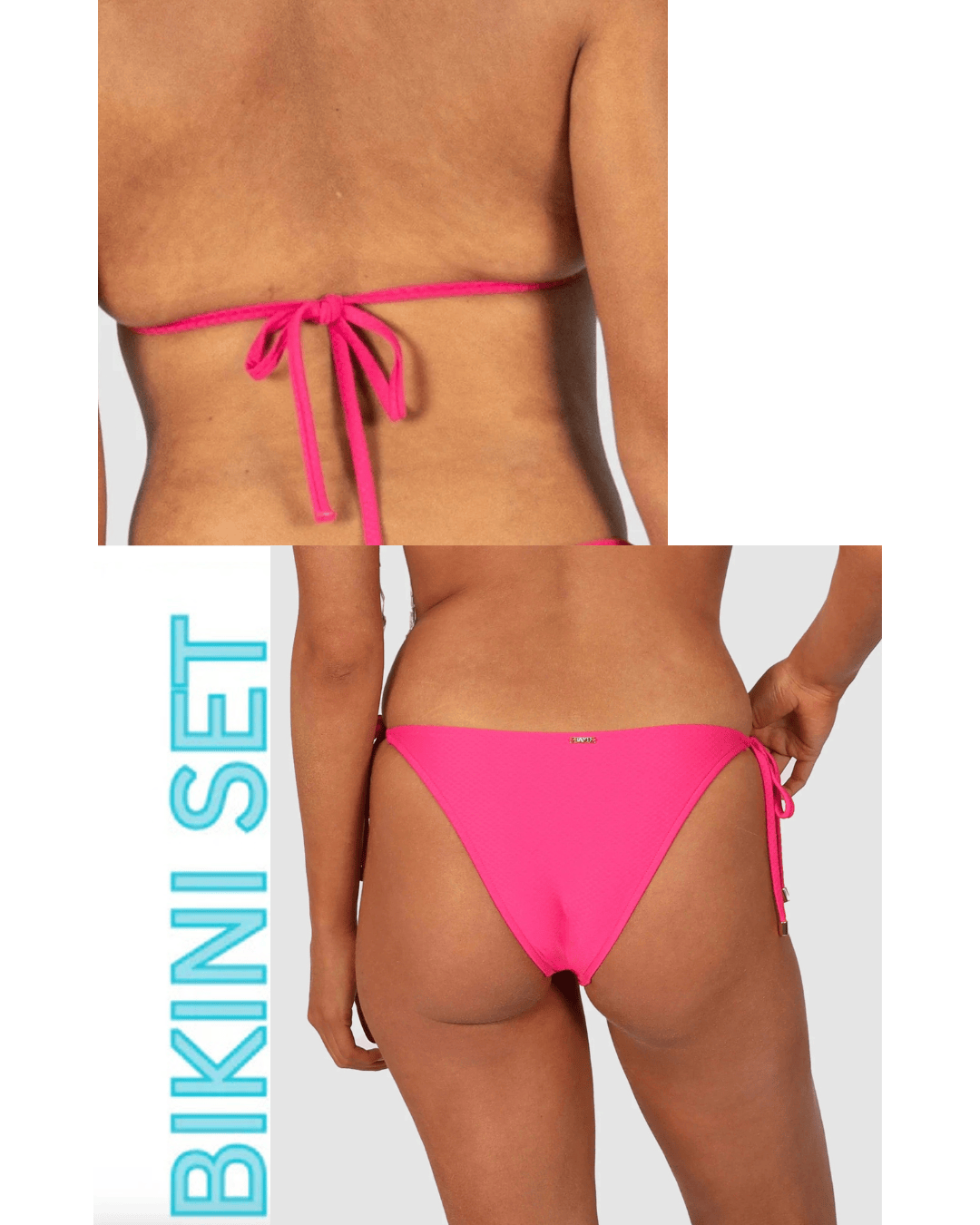 Baku Baku Rococco Slide Triangle Bikini Top & Rio Tieside - Dragonfruit Baku Rococco Slide Triangle Bikini Top & Rio Tieside - Dragonfruit Splash Swimwear Bikini Set 12
