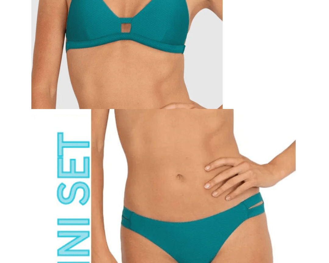 Baku Baku Rococco Twin Strap Bra Bikini Top & Twin Strap Hipster - Jungle Baku Rococco Twin Strap Bra Bikini Top & Twin Strap Hipster - Jungle Splash Swimwear Bikini Set