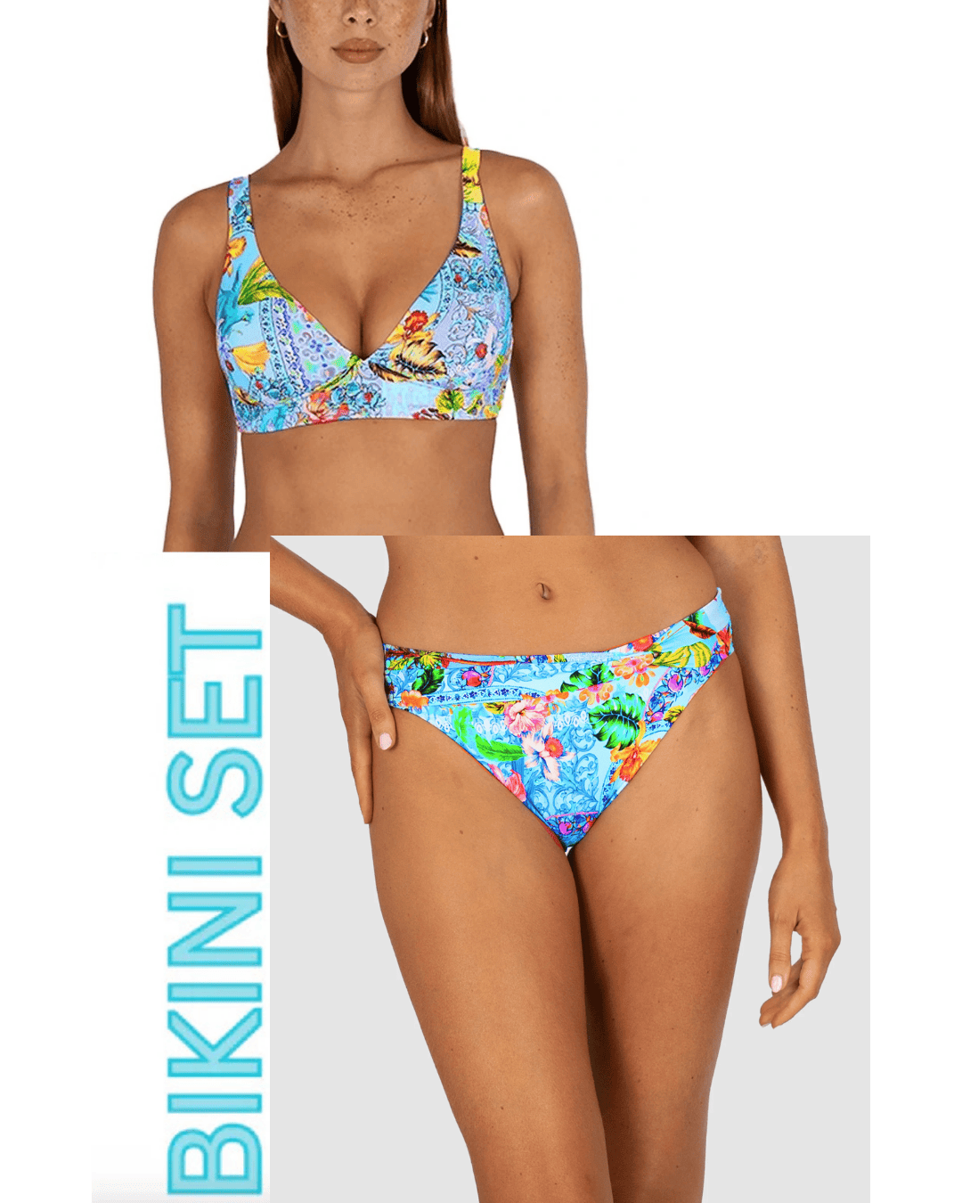 Baku Baku Sardinia C-D Longline Bikini Bra Top & Twist Band Regular Bikini Bottom - Ocean Baku Sardinia C-D Longline Bikini Bra Top & Twist Band Regular Bikini Bottom - Ocean Splash Swimwear Bikini Set 16